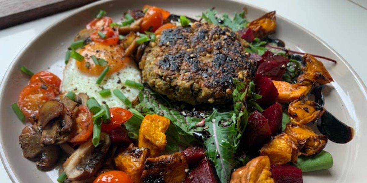 beef and veggie patties made with burger mix