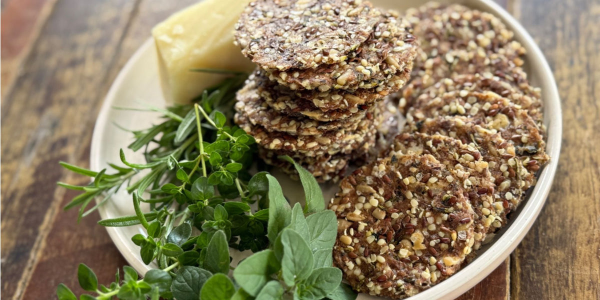 Seedy Keto Herb & Cheese Crackers