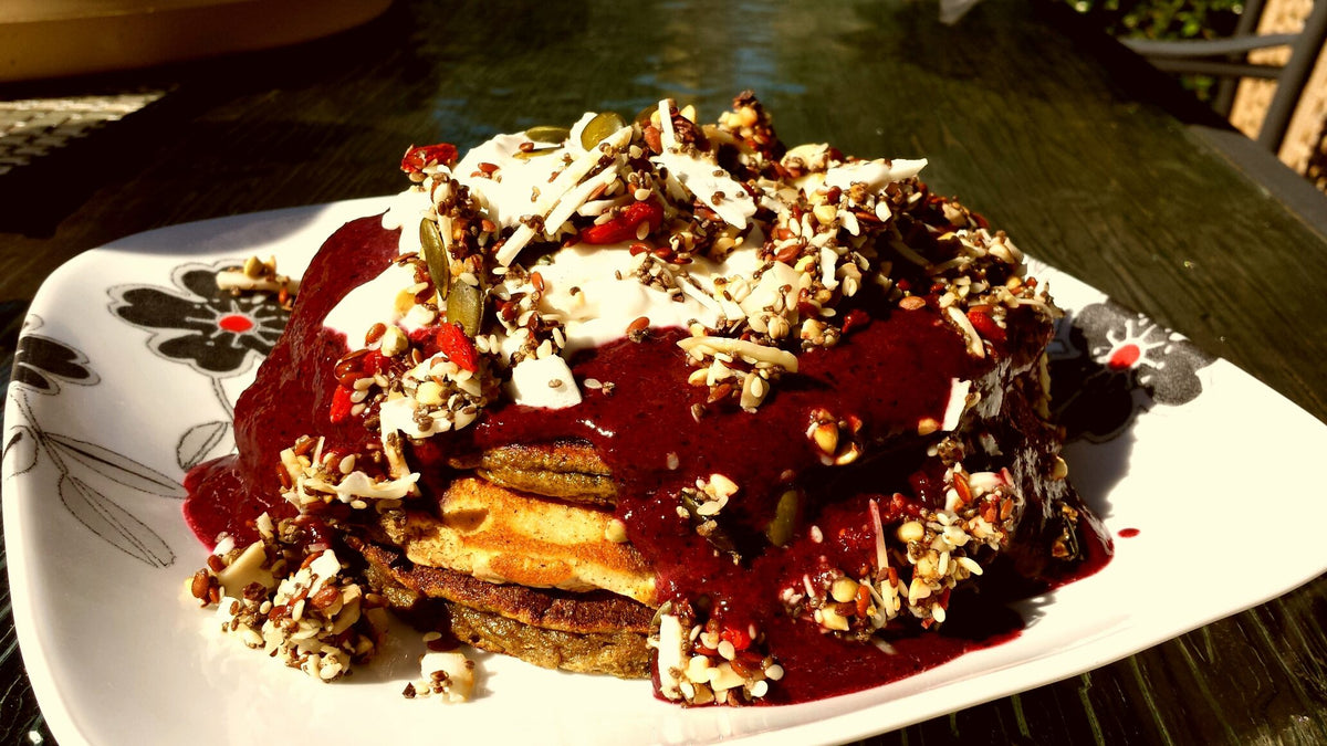 Protein Pancakes with Raw Berry Coulis